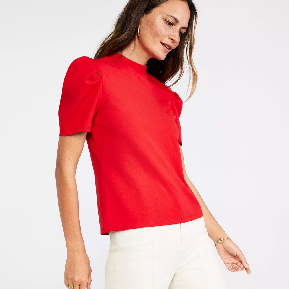 Petite Puff Sleeve Mock Neck Top🍁